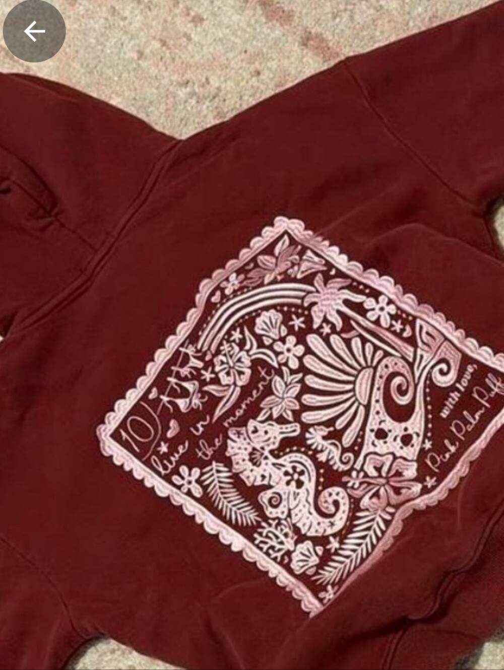 Pin Palm Puff Maroon Hoodie with Pink Embrigh Edition Wtg White Pink Embordory